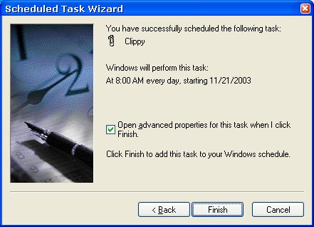 Scheduled Task Wizard - Finish